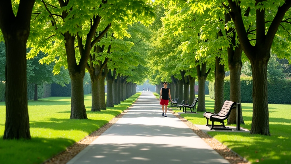 Park zdrojowy w Nałęczowie, ścieżka rowerowa między drzewami